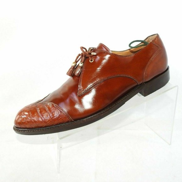 David Eden Size 11 Brown Exotic Croc Oxfords R5C19 main image 6